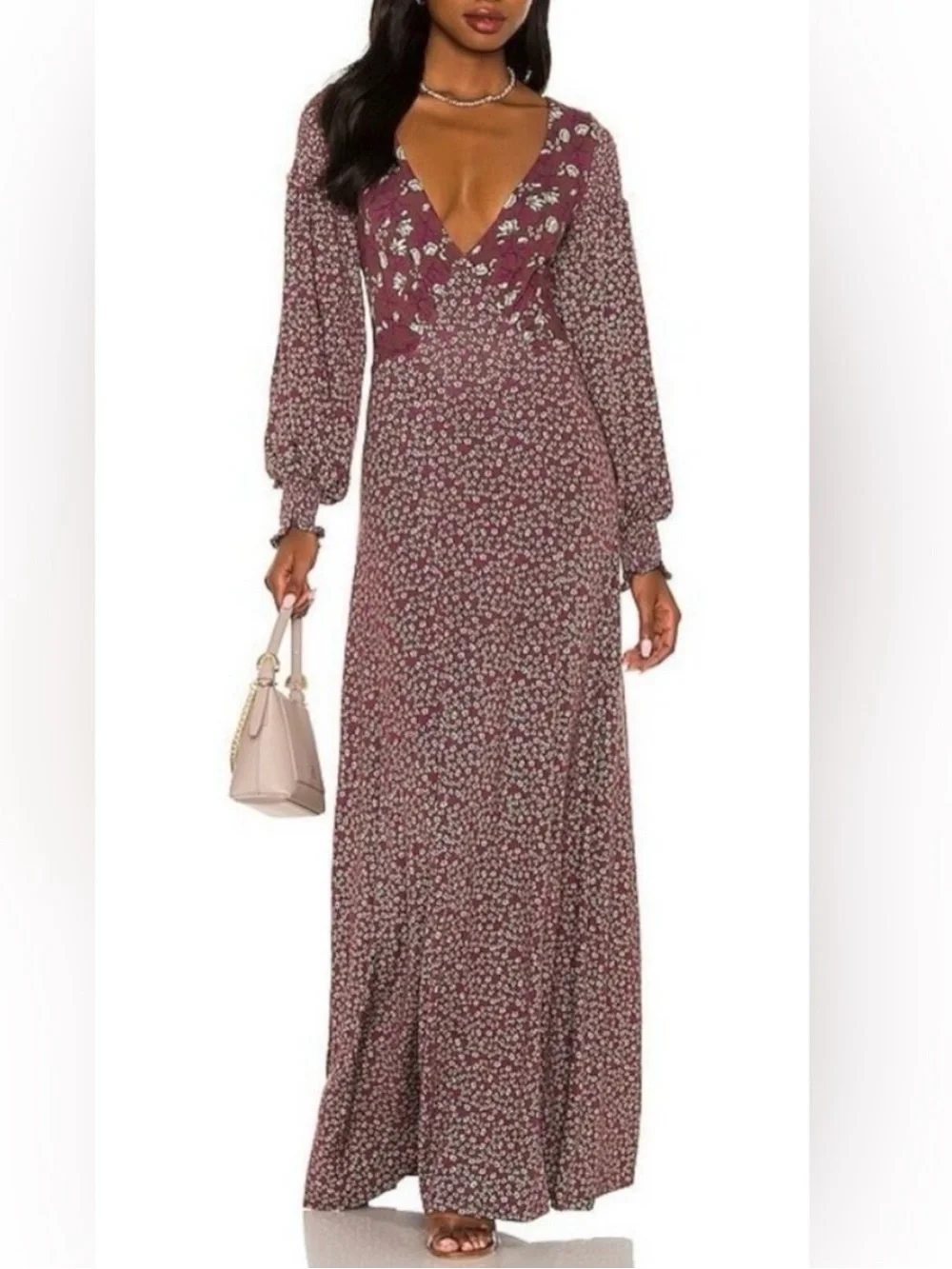 Free People Love Story Maxi Dress In Raisin Combo Size XS